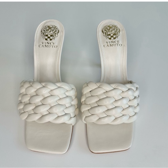 Vince Camuto White Slide Sandals heels summer sexy - Picture 1 of 9